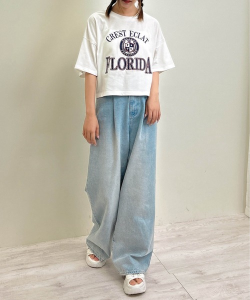 INGNI（イング）の「カレッジロゴショートTシャツ／Ａ（Tシャツ/カットソー・レディース・オフホワイト/チャコールグレー/オートミール・M）」の9枚目の写真