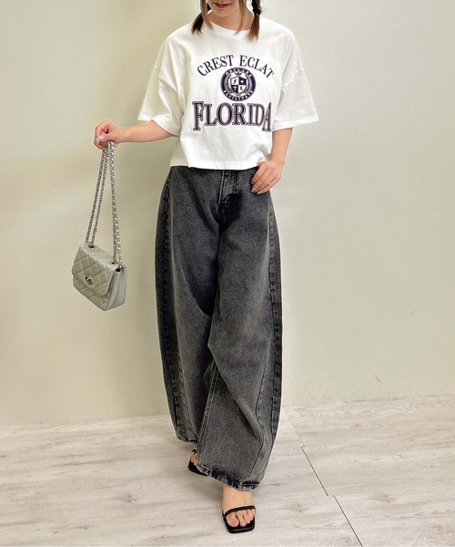 INGNI（イング）の「カレッジロゴショートTシャツ／Ａ（Tシャツ/カットソー・レディース・オフホワイト/チャコールグレー/オートミール・M）」の14枚目の写真