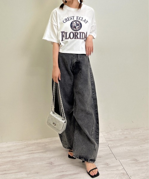 INGNI（イング）の「カレッジロゴショートTシャツ／Ａ（Tシャツ/カットソー・レディース・オフホワイト/チャコールグレー/オートミール・M）」の15枚目の写真