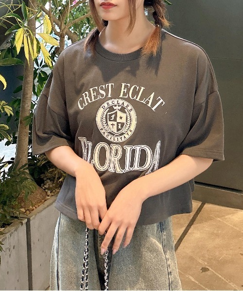 INGNI（イング）の「カレッジロゴショートTシャツ／Ａ（Tシャツ/カットソー・レディース・オフホワイト/チャコールグレー/オートミール・M）」の18枚目の写真