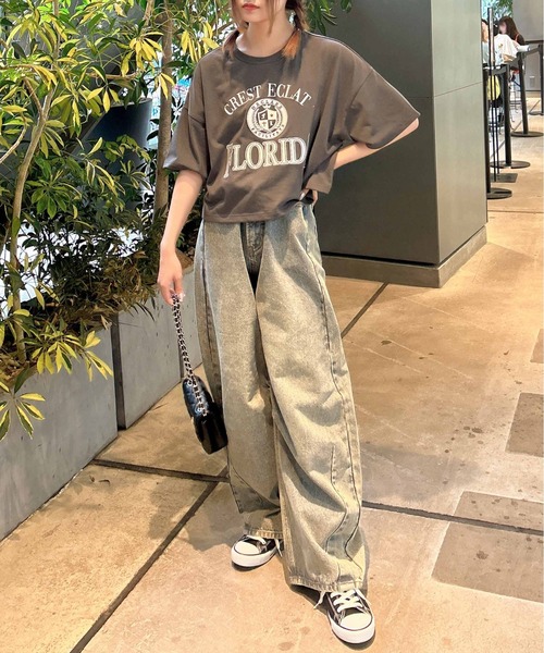 INGNI（イング）の「カレッジロゴショートTシャツ／Ａ（Tシャツ/カットソー・レディース・オフホワイト/チャコールグレー/オートミール・M）」の21枚目の写真