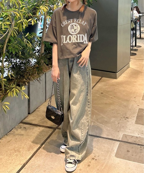 INGNI（イング）の「カレッジロゴショートTシャツ／Ａ（Tシャツ/カットソー・レディース・オフホワイト/チャコールグレー/オートミール・M）」の22枚目の写真