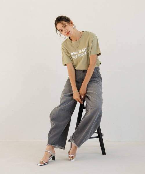 BAYFLOW（ベイフロー）の「[滑らかな肌触り]プレイフルシルケットアソートロゴＴ（Tシャツ/カットソー・レディース・オフホワイト/カーキ/オレンジ/ネイビー・FREE）」の9枚目の写真