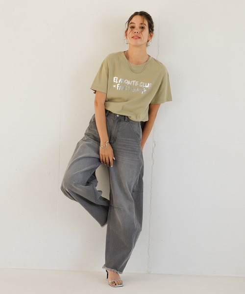 BAYFLOW（ベイフロー）の「[滑らかな肌触り]プレイフルシルケットアソートロゴＴ（Tシャツ/カットソー・レディース・オフホワイト/カーキ/オレンジ/ネイビー・FREE）」の10枚目の写真