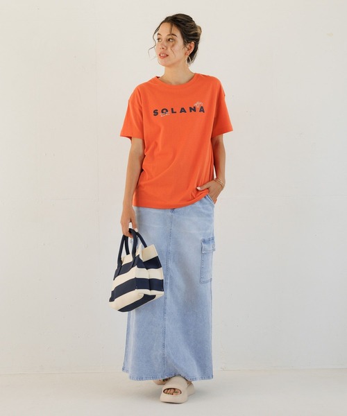 BAYFLOW（ベイフロー）の「[滑らかな肌触り]プレイフルシルケットアソートロゴＴ（Tシャツ/カットソー・レディース・オフホワイト/カーキ/オレンジ/ネイビー・FREE）」の13枚目の写真