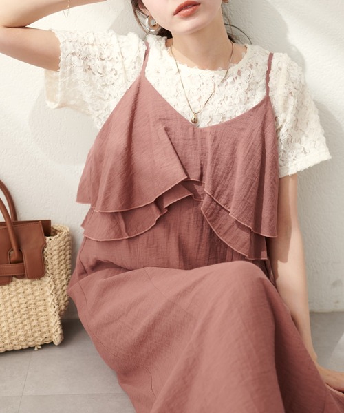 natural couture（ナチュラルクチュール）の「フラワーチュールレースTOPS（Tシャツ/カットソー・レディース・ブラック/アイボリー/ピンク・FREE）」の4枚目の写真