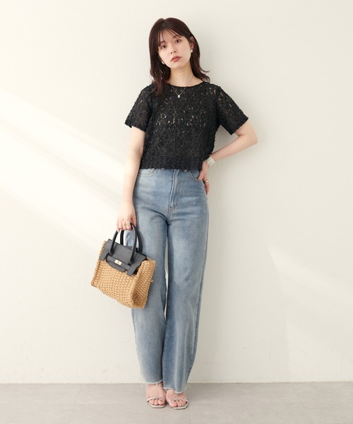 natural couture（ナチュラルクチュール）の「フラワーチュールレースTOPS（Tシャツ/カットソー・レディース・ブラック/アイボリー/ピンク・FREE）」の14枚目の写真