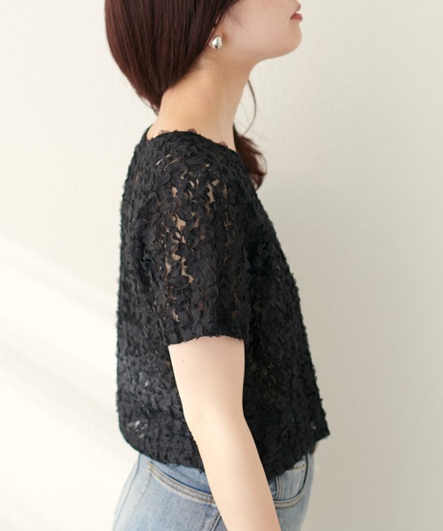 natural couture（ナチュラルクチュール）の「フラワーチュールレースTOPS（Tシャツ/カットソー・レディース・ブラック/アイボリー/ピンク・FREE）」の22枚目の写真
