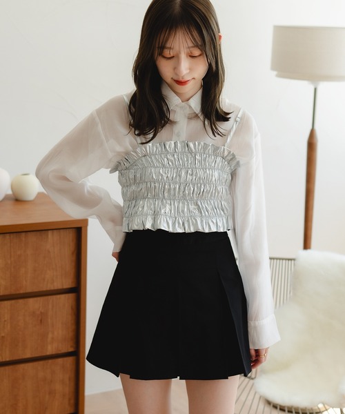 ブラウス シャツ bustier set sheer shirt / ビスチェセットシアーシャツ レディース bustier set sheer shirt / ビスチェセットシアーシャツ – favclo.