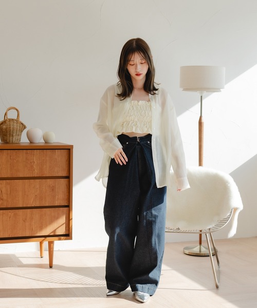 ブラウス シャツ bustier set sheer shirt / ビスチェセットシアーシャツ レディース bustier set sheer shirt / ビスチェセットシアーシャツ – favclo.