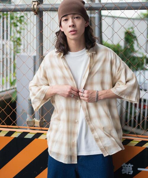 セール】WEGO/チェックシアーガーゼシャツ（シャツ/ブラウス