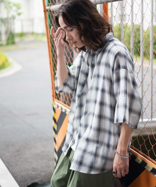 WEGO（ウィゴー）の「WEGO/チェックシアーガーゼシャツ（シャツ/ブラウス・メンズ・その他2/その他1・MEDIUM/LARGE）」の7枚目の写真