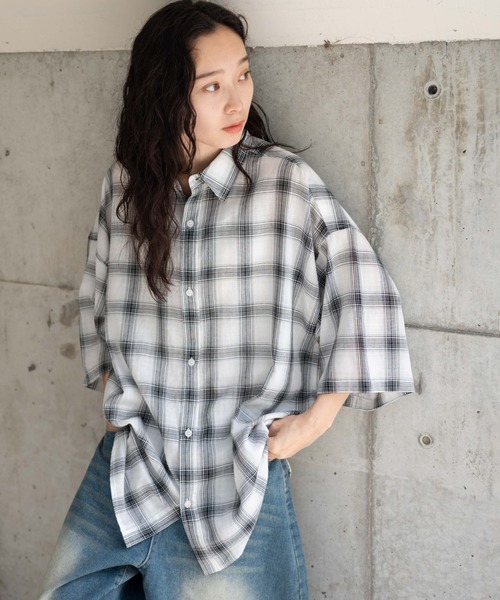 WEGO（ウィゴー）の「WEGO/チェックシアーガーゼシャツ（シャツ/ブラウス・メンズ・その他2/その他1・MEDIUM/LARGE）」の2枚目の写真