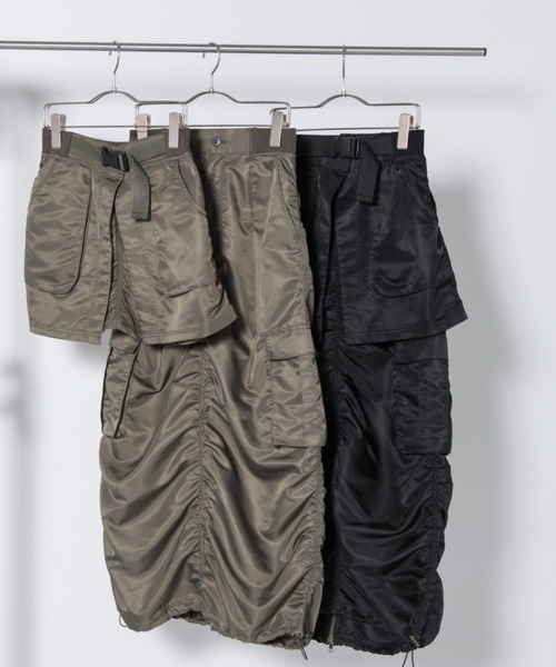 ROSE BUD（ローズバッド）の「レイヤードベルトスカート（スカート・レディース・ブラック/カーキ・FREE）」の4枚目の写真