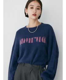 MURUA | ラウンドロゴシャギーニット(ニット/セーター)