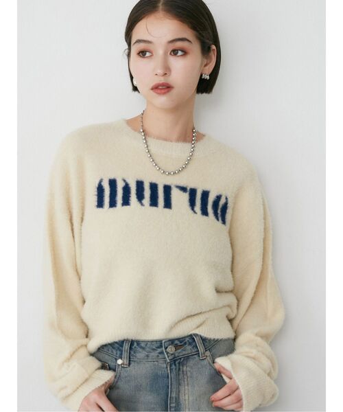 MURUA(ムルーア)の「ラウンドロゴシャギーニット(ニット/セーター・レディース・グレー/ブラック/ネイビー/レッド/アイボリー・FREE)」の2枚目の写真