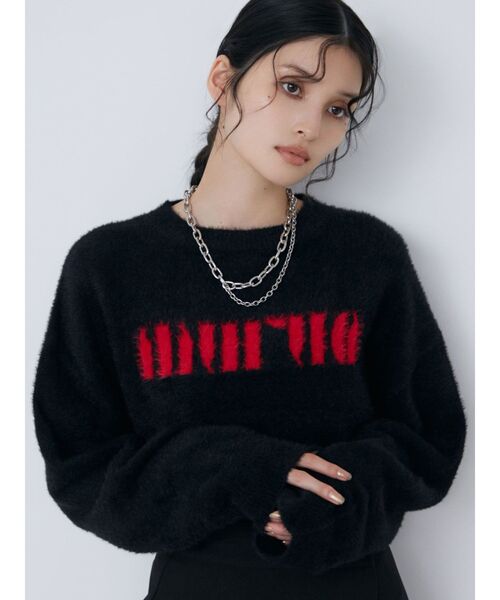 ニット セーター ラウンドロゴシャギーニット レディース MURUA ニット セーター ラウンドロゴシャギーニット レディース