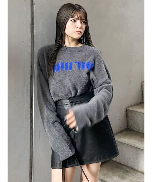 MURUA(ムルーア)の「ラウンドロゴシャギーニット(ニット/セーター・レディース・グレー/ブラック/ネイビー/レッド/アイボリー・FREE)」の10枚目の写真