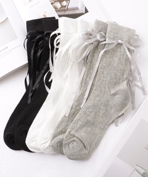 Lace Ladies | 【6足セット】 ウエーブ レース ソリッドカラー クルー丈 ソックス(ソックス/靴下)