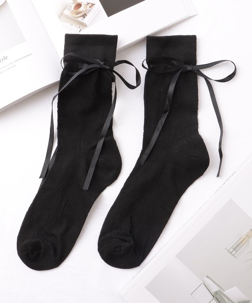 Lace Ladies（レースレディース）の「【6足セット】 ウエーブ レース ソリッドカラー クルー丈 ソックス（ソックス/靴下・レディース・ブラック/マルチ・FREE）」の5枚目の写真