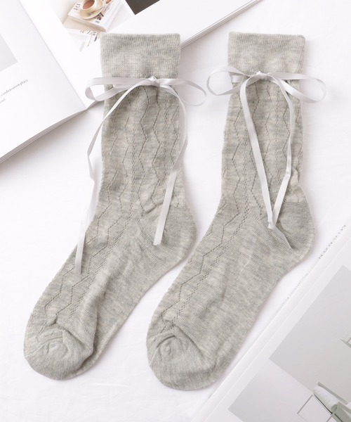 Lace Ladies（レースレディース）の「【6足セット】 ウエーブ レース ソリッドカラー クルー丈 ソックス（ソックス/靴下・レディース・ブラック/マルチ・FREE）」の6枚目の写真