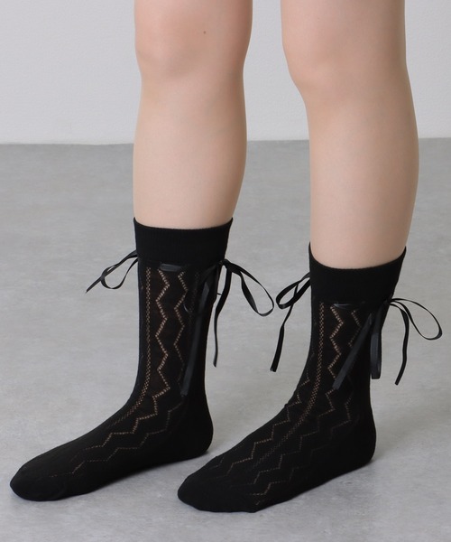 Lace Ladies（レースレディース）の「【6足セット】 ウエーブ レース ソリッドカラー クルー丈 ソックス（ソックス/靴下・レディース・ブラック/マルチ・FREE）」の12枚目の写真