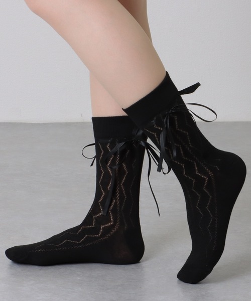 Lace Ladies（レースレディース）の「【6足セット】 ウエーブ レース ソリッドカラー クルー丈 ソックス（ソックス/靴下・レディース・ブラック/マルチ・FREE）」の13枚目の写真