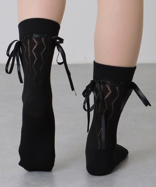 Lace Ladies（レースレディース）の「【6足セット】 ウエーブ レース ソリッドカラー クルー丈 ソックス（ソックス/靴下・レディース・ブラック/マルチ・FREE）」の14枚目の写真