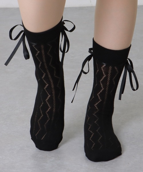 Lace Ladies（レースレディース）の「【6足セット】 ウエーブ レース ソリッドカラー クルー丈 ソックス（ソックス/靴下・レディース・ブラック/マルチ・FREE）」の16枚目の写真