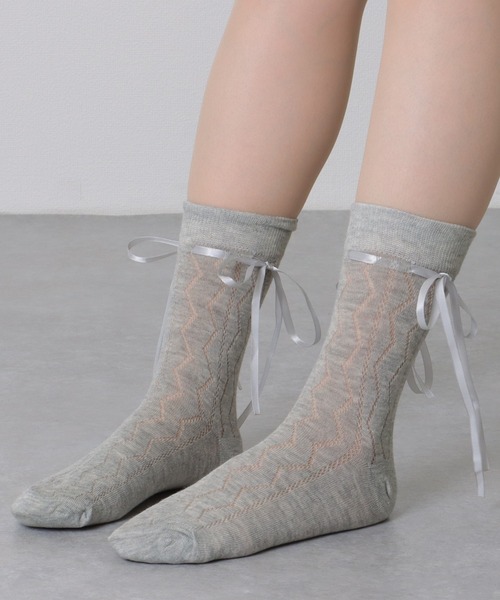 Lace Ladies（レースレディース）の「【6足セット】 ウエーブ レース ソリッドカラー クルー丈 ソックス（ソックス/靴下・レディース・ブラック/マルチ・FREE）」の17枚目の写真