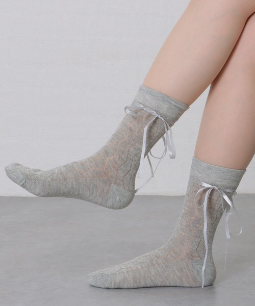 Lace Ladies（レースレディース）の「【6足セット】 ウエーブ レース ソリッドカラー クルー丈 ソックス（ソックス/靴下・レディース・ブラック/マルチ・FREE）」の18枚目の写真