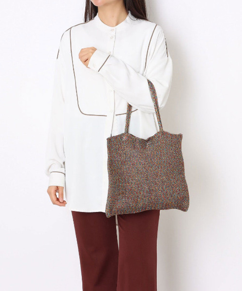 cache cache(カシュ カシュ)の「カシュカシュ cachecache / ラメ糸編みトートバッグ(トートバッグ・レディース・ピンク/グリーン/ホワイト/シルバー/ブルー/ブラック/ゴールド/シルバー系/マルチ・FREE)」の9枚目の写真