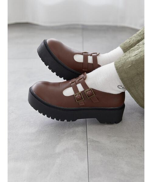 ehka sopo（エヘカソポ）の「ダブルTストラップシューズ（その他シューズ・レディース・ブラック/ブラウン・S/M/L）」の2枚目の写真