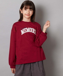 a.v.v（アーヴェヴェ）の「[140-150]サテンアップリケカレッジロゴロンＴ（Tシャツ/カットソー・キッズ）」