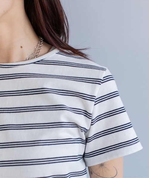 SUWDEE(スーディー)の「border compact tee(Tシャツ/カットソー・レディース・ホワイト・FREE)」の5枚目の写真