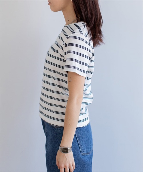 SUWDEE(スーディー)の「border compact tee(Tシャツ/カットソー・レディース・ホワイト・FREE)」の3枚目の写真