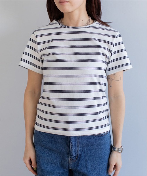 SUWDEE(スーディー)の「border compact tee(Tシャツ/カットソー・レディース・ホワイト・FREE)」の2枚目の写真