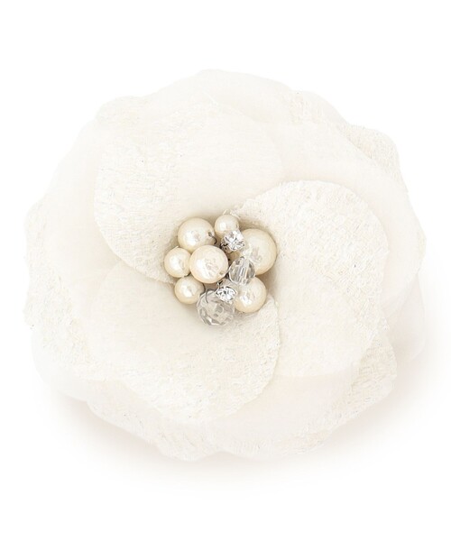 23区（ニジュウサンク）の「シャインツイード コサージュ（ブローチ/コサージュ・レディース・ブラック系2/ネイビー系/アイボリー系・F）」の2枚目の写真