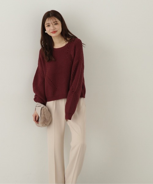 PROPORTION BODY DRESSING(プロポーションボディドレッシング)の「シンプルアイレットニット / 1214270917(ニット/セーター・レディース・カーキ/オフホワイト/ボルドー・SMALL/MEDIUM)」の14枚目の写真