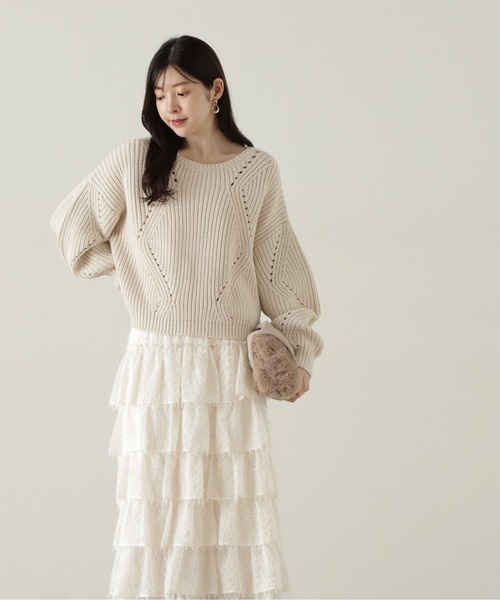 PROPORTION BODY DRESSING(プロポーションボディドレッシング)の「シンプルアイレットニット / 1214270917(ニット/セーター・レディース・カーキ/オフホワイト/ボルドー・SMALL/MEDIUM)」の6枚目の写真