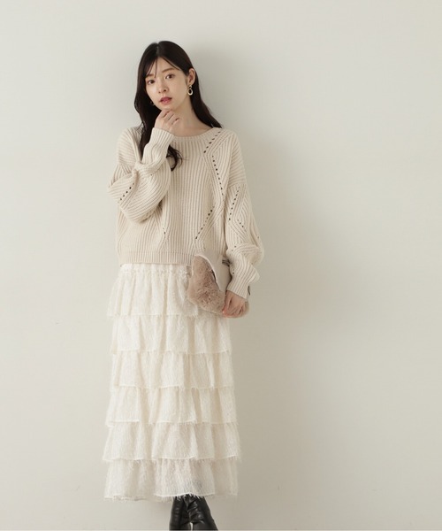 PROPORTION BODY DRESSING(プロポーションボディドレッシング)の「シンプルアイレットニット / 1214270917(ニット/セーター・レディース・カーキ/オフホワイト/ボルドー・SMALL/MEDIUM)」の7枚目の写真