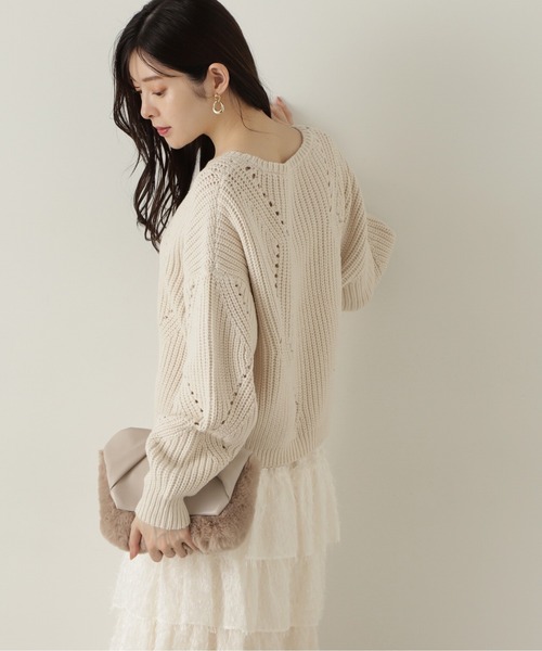 PROPORTION BODY DRESSING(プロポーションボディドレッシング)の「シンプルアイレットニット / 1214270917(ニット/セーター・レディース・カーキ/オフホワイト/ボルドー・SMALL/MEDIUM)」の8枚目の写真