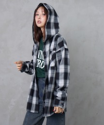ENVYM | オーバーフーディチェックシャツ(シャツ/ブラウス)
