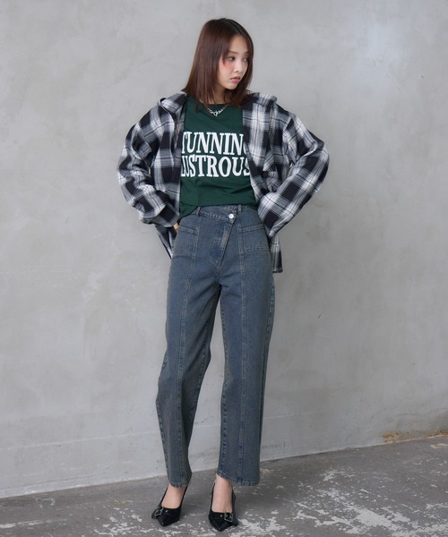 ENVYM(アンビー)の「オーバーフーディチェックシャツ(シャツ/ブラウス・レディース・グリーン/ブラウン/ブラック・FREE)」の20枚目の写真