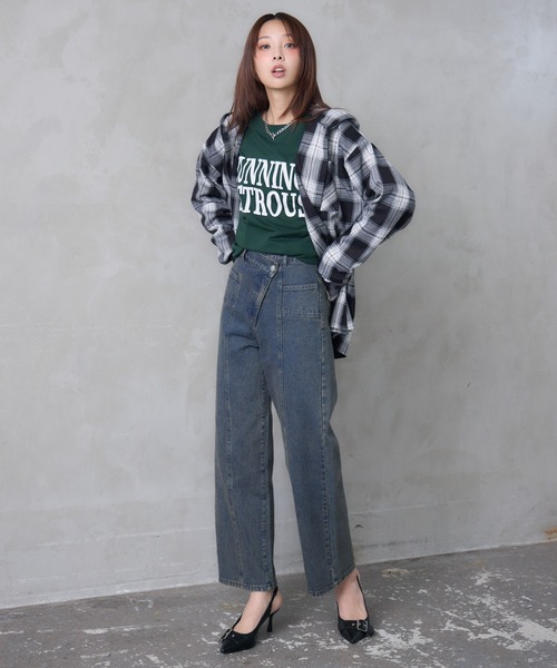 ENVYM(アンビー)の「オーバーフーディチェックシャツ(シャツ/ブラウス・レディース・グリーン/ブラウン/ブラック・FREE)」の21枚目の写真