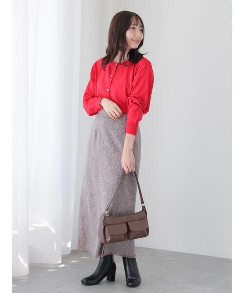 Te chichi TERRASSE(テチチテラス)の「クルーネックメタルボタンカーディガン(カーディガン/ボレロ・レディース・レッド/グリーン/ベージュ/ブラック・F)」の8枚目の写真