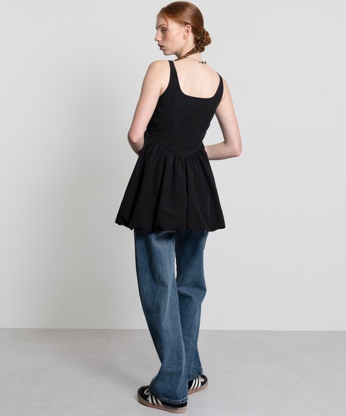 ELOOPS（イーループス）の「【ELOOPS】バルーンヘム ワンピース風チュニック（チュニック・レディース・ライトイエロー/ブラック・S/M）」の16枚目の写真