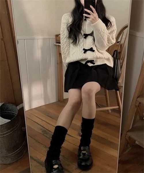 Dream garden（ドリームガーデン）の「配色リボン付きニットカーディガン（カーディガン/ボレロ・レディース・アイボリー/ブラウン/ピンク/レッド・FREE）」の18枚目の写真