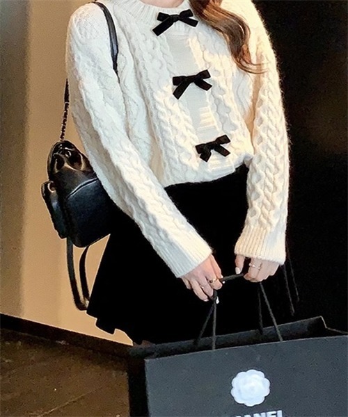 Dream garden（ドリームガーデン）の「配色リボン付きニットカーディガン（カーディガン/ボレロ・レディース・アイボリー/ブラウン/ピンク/レッド・FREE）」の15枚目の写真