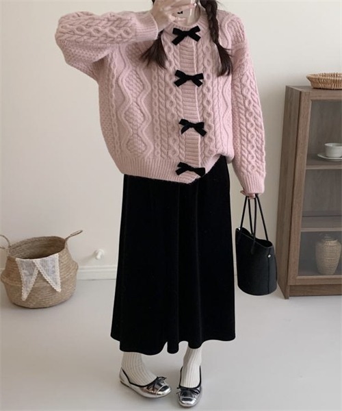 Dream garden（ドリームガーデン）の「配色リボン付きニットカーディガン（カーディガン/ボレロ・レディース・アイボリー/ブラウン/ピンク/レッド・FREE）」の22枚目の写真